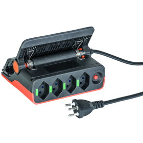Steffen Multiprise CLIP, 4 prises de courant T13, 10 A, IP20, câble de 3 m, noir/orange