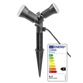 Steffen GardenLine Spot mit 2 x LED-Lampe 5W (10W), 800lm, 4000K, H05RN-F, 3 m Kabel