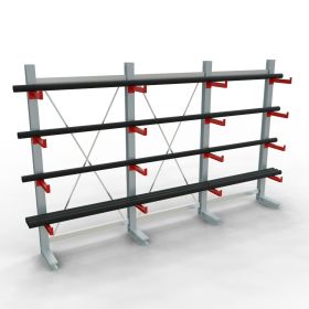 Schulte K-3000 Kragarmregal für mittlere Belastungen, einseitig, BxTxH 3900 x 520 x 2500 mm, Länge Kragarm 400 mm