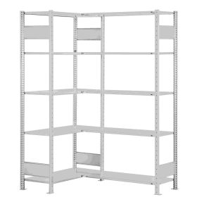 Schulte Eck-Fachbodenregal, Komplettset, Längenriegel, Basisregal, RAL 7035, 2000 x 1060 x 600 mm