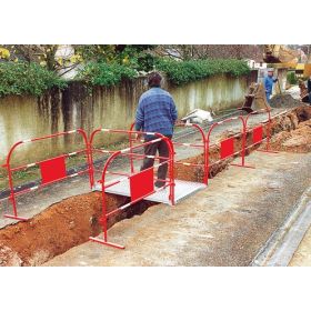 Barrière de sécurité en acier, non extensible, rouge-blanche, 1500 x 1000 mm
