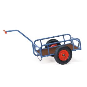 Fetra Handwagen mit Geländer, pulverbeschichtet, brillantblau RAL 5007