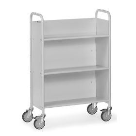 Fetra Bücherwagen mit 3 geneigten Etagen und 3 geschlossenen Seitenwänden, Tragfähigkeit 150 kg
