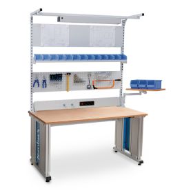 Bedrunka+Hirth Schwerlasttisch Powerline 4, elektrische Höhenverstellung, mit Schwenkarm und Magnetwand, BxT 1500 x 750 mm