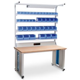 Bedrunka+Hirth Schwerlasttisch-Arbeitstisch powerline 4 elektrische Höhenverstellung mit Obergestell und LED Beleuchtung, BxTxH 1500 x 750 x 745-1195 mm