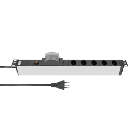 Steffen Multiprise ALU MODULAR SILVER, 5 x T13, minuterie numérique, 10 A, IP20, câble de 3 m, argent/noir
