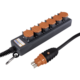 Steffen Steckdosenleiste PROFESSIONAL, T15 Steckdosen, 10 A, GdV 5 x 1.5mm², IP55, schwarz/orange, diverse Ausführungen