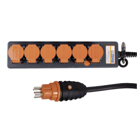 Steffen Steckdosenleiste PROFESSIONAL, T15 Steckdosen, 10 A, GdV 5 x 1.5mm², IP55, schwarz/orange, diverse Ausführungen