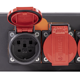 Steffen Steckdosenleiste PROFESSIONAL, T25 Steckdosen, 16 A, GdV 5 x 2.5mm², IP55, schwarz/rot, diverse Ausführungen