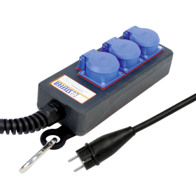 Steffen Steckdosenleiste PROFESSIONAL, 3 x Schuko-Steckdosen, 16 A, 3 m Kabel - GdV 3 x 2.5mm², IP54, schwarz/blau
