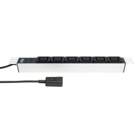 Steffen Multiprise ALU MODULAR PDU 1U, 6 prises de courant C19, 16 A, IP20, câble de 3 m, argent/noir