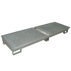 Auffangwanne für 4 x 200 l Fässer, verzinkt, Auffangvolumen 270 l, 2500 x 800 x 250 mm