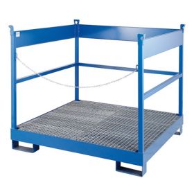 Auffangwanne mit Gitterrost für 2 - 4 Fässer (200 l), mit Gabelstaplertaschen