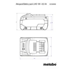 Metabo LiHD Akku 18 V / 8.0 Ah zu CAS-Akkusystem