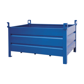 Materialbox mit Füssen, RAL 5017, Tragkraft 750 kg, 800 x 600 x 600 mm