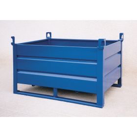 Caisse à matériel avec patins, RAL 5017, capacité 750 kg, 800 x 600 x 630 mm