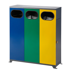 Abfallbehälter 3-fach indoor, Inhalt 3x 40 Liter, 825 x 315 x 995 mm