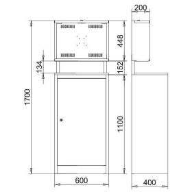 Computerschrank, grau, RAL 7035, ohne Rollen, 1700 x 600 x 400 mm