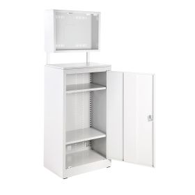 Computerschrank, grau, RAL 7035, ohne Rollen, 1700 x 600 x 400 mm