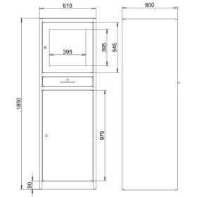Computerschrank, grau/blau, RAL 7035 / RAL 5012, ohne Rollen, 1850 x 610 x 600 mm