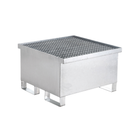 Auffangwanne 1 x 200 l, verzinkt, mit verzinktem Gitterrost, 800 x 800 x 500 mm