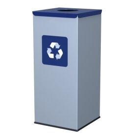 Poubelle - papier avec couvercle bleu, 60 litres, 300 x 300 x 700 mm
