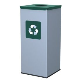 Poubelle - verre avec couvercle vert, 60 litres, 300 x 300 x 700 mm