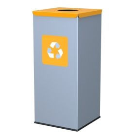 Poubelle - plastique avec couvercle jaune, 60 litres, 300 x 300 x 700 mm