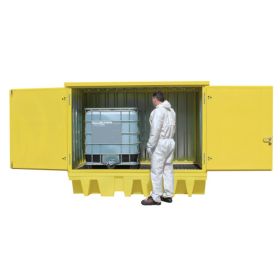 Bac de rétention couvert pour 2 conteneurs IBC ou 8 fûts, 1140 l, jaune, pour usage extérieur