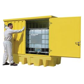 Bac de rétention couvert pour 2 conteneurs IBC ou 8 fûts, 1140 l, jaune, pour usage extérieur