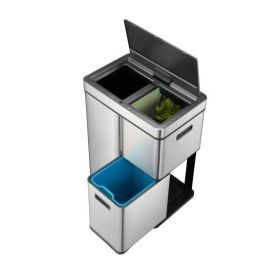 Poubelle MIRAGE PLUS avec USB - centre de recyclage sans contact, en acier inoxydable, 60 L