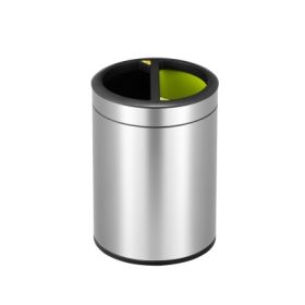 Abfallbehälter rund 2 Kammern ohne Deckel, aus rostfreiem Stahl, 5 + 5 Liter