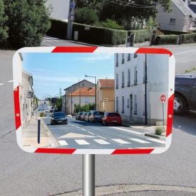 Miroir routier Ecomir avec cadre rouge-blanc