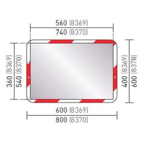 Miroir routier Ecomir avec cadre rouge-blanc
