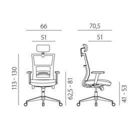 Chaise de bureau Next, avec appui-tête et soutien lombaire, en deux couleurs