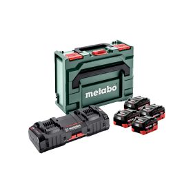 Metabo Basis-Set 18 V LiHD 8.0 Ah, 4 x Akkus, Doppel-Schnellladegerät ASC 145 DUO und metaBOX 145