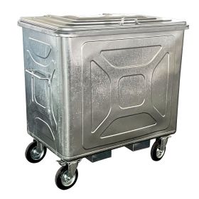 Conteneur en acier pour les déchets ménagers et industriels avec prise pour chariot élévateur, capacité 800 l