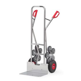 Fetra Treppenkarre Alu 200 kg Tragkraft, Luftbereifung und 2 fünfarmige Rad-Sterne, Plattform 480 x 300 mm