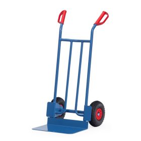 Fetra Sackkarre aus Stahlrohr, Höhe 1150 mm, extra breite Schaufel, PU-Bereifung
