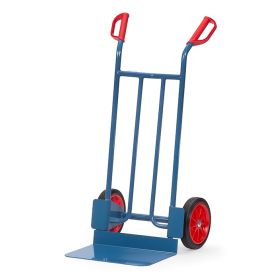 Fetra Sackkarre aus Stahlrohr, Höhe 1150 mm, extra breite Schaufel, Vollgummibereifung