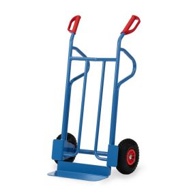Fetra Stahlrohr-Sackkarre mit Stahlblechschaufel, Höhe 1200 mm, Luftbereifung
