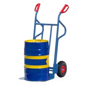 Fetra Stahlrohr-Sackkarre mit Stahlblechschaufel, Höhe 1200 mm, extra breite Schaufel, Luftbereifung