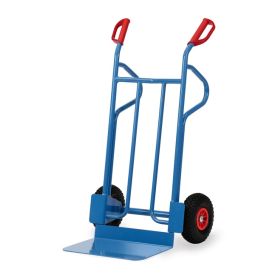 Fetra Stahlrohr-Sackkarre mit Stahlblechschaufel, Höhe 1200 mm, extra breite Schaufel, Luftbereifung