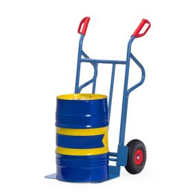Fetra Stahlrohr-Sackkarre mit Stahlblechschaufel, Höhe 1200 mm, extra breite Schaufel, PU-Bereifung