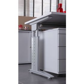 Bürotisch Glarus, mechanisch höhenverstellbar, 800 x 800 mm, Dekor/Holzart Eiche, Gestell silber