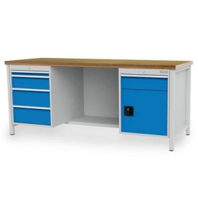 Bedrunka+Hirth établi en caisson, R 18-24, 5 tiroirs et 1 porte battante, l x p 2000 x 750 mm