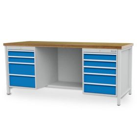 Bedrunka+Hirth établi en caisson, R 18-24, 9 tiroirs, l x p 2000 x 750 mm