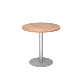 Bistro-Besprechungstisch Liam, bis 4 Personen, Tischplatte Ø 800 mm rund, Dekor/Holzart Nussbaum, Gestell Silber