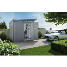 biohort Abri de jardin AvantGarde®, argent métallique, A5: 2600 x 2200 x 2180 mm, double porte
