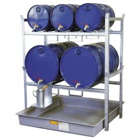 Fassregal Typ 800 für Fässer und Kleingebinde - Komplettset Variante 3, 2 x 200 l + 3 x 60 l - Fässer